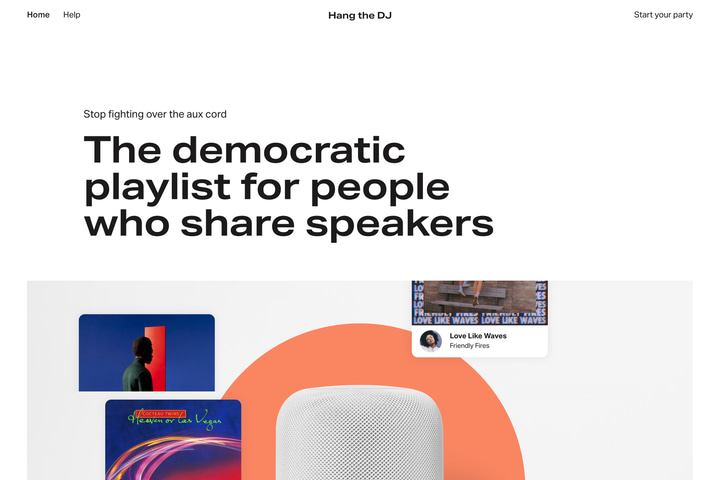 Hang the DJ website preview